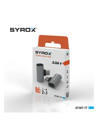 Syrox Dt30t-tt 2'in 1'i Type-c Hem Şarj Hem Ses Kulaklık Çift Giriş Type-c To Type-c Dönüştürücü