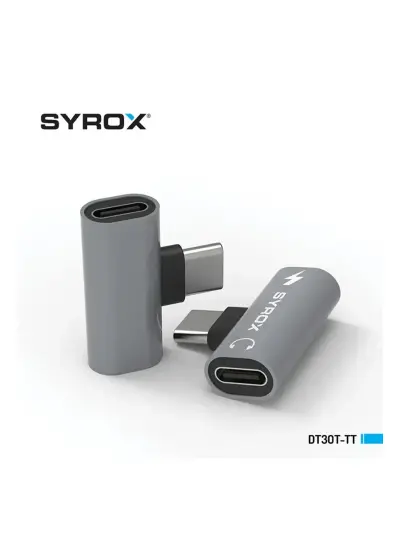 Syrox Dt30t-tt 2'in 1'i Type-c Hem Şarj Hem Ses Kulaklık Çift Giriş Type-c To Type-c Dönüştürücü