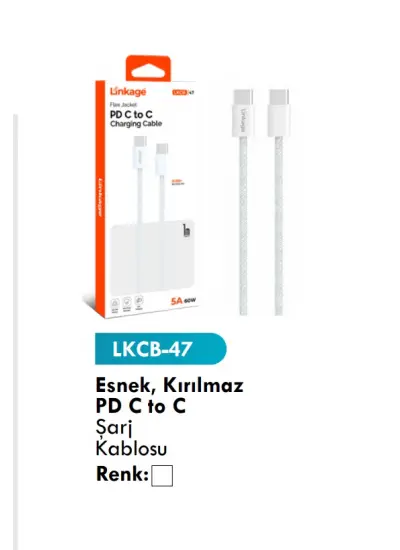 Linkage Esnek, Kırılmaz PD C to C Şarj  Kablosu LKCB-47