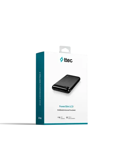 ttec PowerSlim LCD 10.000 mAh Taşınabilir Şarj Aleti / Powerbank USB-C Giriş/Çıkış