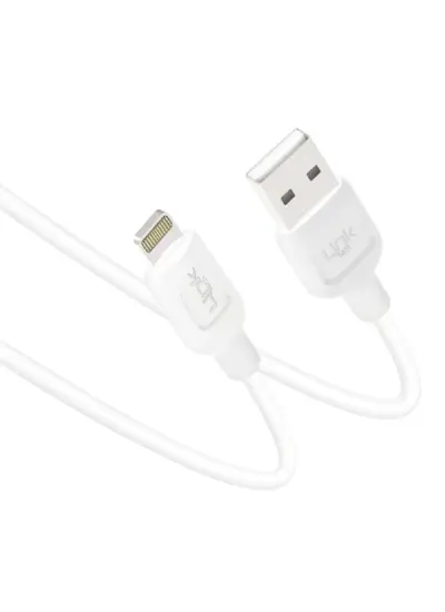 Linktech K449 Strong Lightning - USB Data/Şarj Kablosu 1mt 2.4A Beyaz