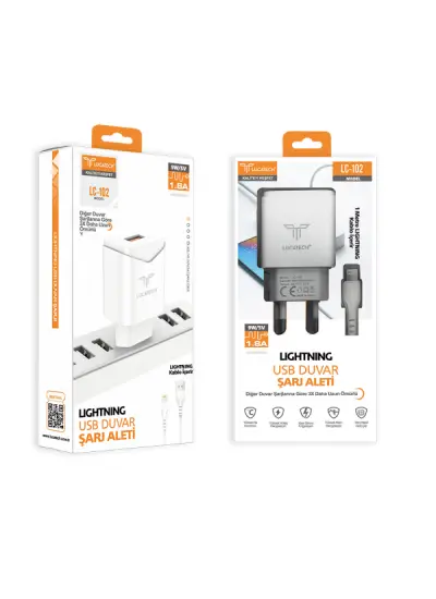 Lucatech LC-102 1.8A Lightning Şarj USB Şarj Cihazı