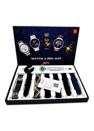 Auris Watch 4 Pro Suit Yuvarlak Ekranlı 7 Kordonlu Akıllı Saat Erkek Kol Saati Bay