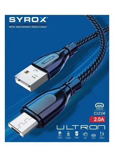 Syrox C121M 2.0A Micro USB Şarj & Data Kablosu