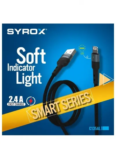 Syrox C135AL 2.4A Hızlı İphone Lightnıng Şarj & Data Kablosu