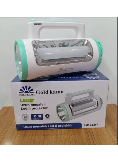 Gold Kama Şarj Edilebilir Ledli Askılı Usb Çıkışlı El Feneri GK6691