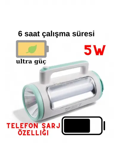 Gold Kama Şarj Edilebilir Ledli Askılı Usb Çıkışlı El Feneri GK6691