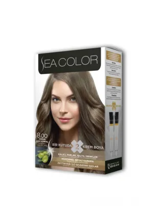 Sea Color 2 Tüp Krem Saç Boyası Seti Yoğun Açık Kumral No:8.00