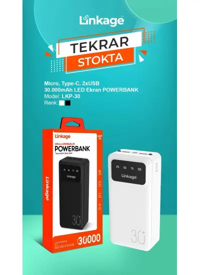 Linkage LKP-30 Siyah 30000 Mah Powerbank