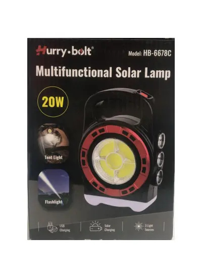 Hurry Bolt Hb-6678C Cob Ledli 20 Watt 3 Kademeli Şarjlı Usb Çıkışlı El Feneri