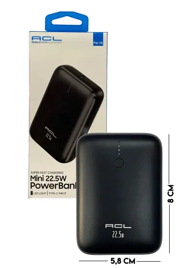 Acl Enshall 22,5W Hızlı Şarj Özellikli 10.000 mAh Mini Powerbank Cep Boyutu Güç Bankası PW-78