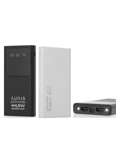 Aurıs Powerbank (siyah-beyaz) 12000mah 44,5w Powerbank Ars-k28