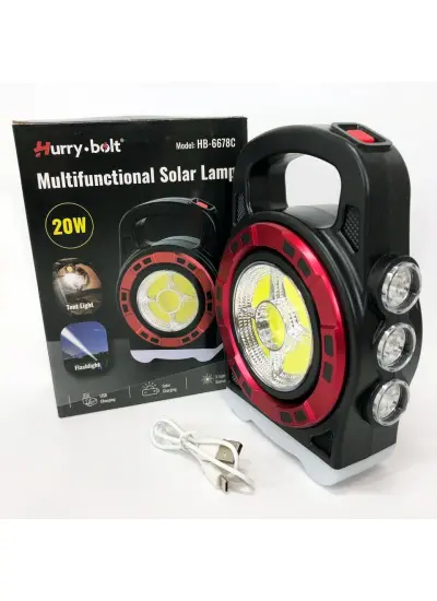 Hurry Bolt Hb-6678C Cob Ledli 20 Watt 3 Kademeli Şarjlı Usb Çıkışlı El Feneri