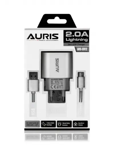 Auris Ars-cb12 2A Lightning Kablo Ve Adaptör Şarj Seti Şarj Aleti