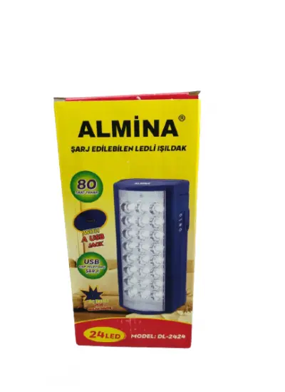 Almina Dl-2424 Telefon Şarj Edebilen Şarjlı Işıldak 24 Led Usb 80 Saat Kesintisiz Işık