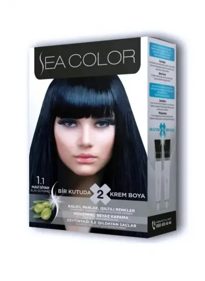 Sea Color 2li Krem Saç Boyası 1/1 Mavi Siyah 2 Set