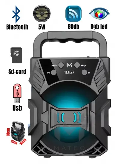 KTS Kts-1057 Işıklı Bluetooth Hoparlör Ses Bombası Yüksek Ses Fm Radıo Yeni 2022 KTS1057