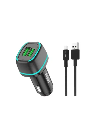 Force Qcc571m Çift Çıkışlı Fast Micro Usb Kablolu Araç Şarj Cihazı