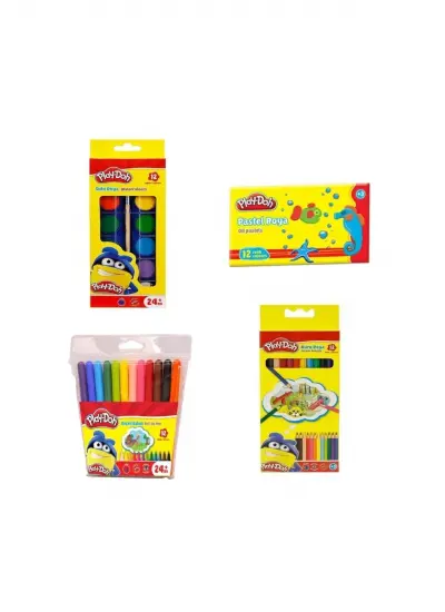 Play Doh Play-Doh 4 lü Boya Seti  ( Kuru- Keçeli- Sulu- Pastel Boya) PALET 4