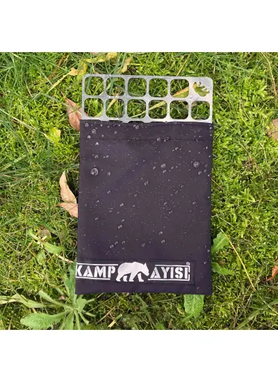 Kamp Ayısı® OpenAirWire™ Taşıma Çantalı Paslanmaz Çelik 13 Cm X 13 Cm 62 Gram Kare Bushcraft Izgara Teli