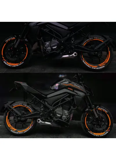 Neon Fosforlu Turuncu İç Dış Motosiklet Jant Şeridi Takımı Çınar Extreme