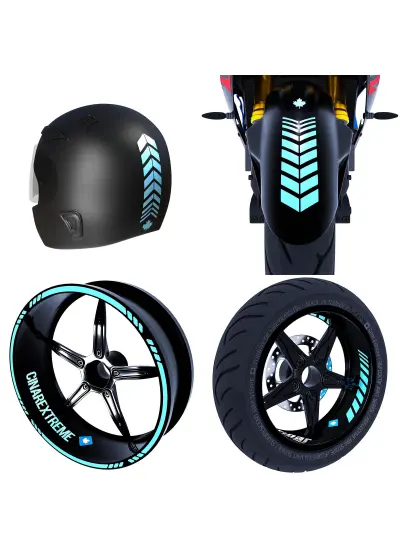 Moto Rider 4'lü Sticker Seti İç Dış Jant Şeridi Kask Çamurluk Çınar Extreme