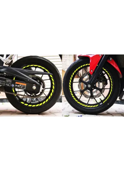 Tam Tur Floresan Sarı Supersport İç Jant Şeridi Sticker Çınar Extreme