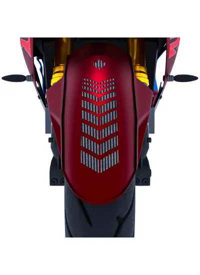 Moto Rider 4'lü Sticker Seti Siyah Karbon Fiber Dokulu İç Dış Jant Şeridi Kask ve Çamurluk Çınar Extreme