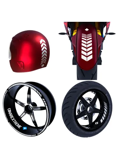 Moto Rider 4'lü Sticker Seti İç Dış Jant Şeridi Kask Çamurluk Çınar Extreme