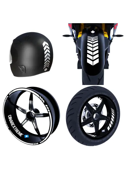 Moto Rider 4'lü Sticker Seti İç Dış Jant Şeridi Kask Çamurluk Çınar Extreme