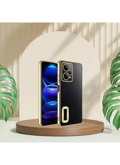 Xiaomi Redmi Note 12 Pro Plus 4G Yanları Renkli Lens Korumalı Logo Gösteren Mega Kılıf Gold