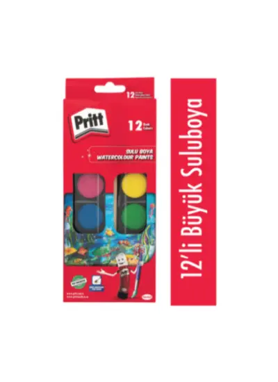 Pritt Sulu Boya Large Büyük Tablet 28mm 12 Renk