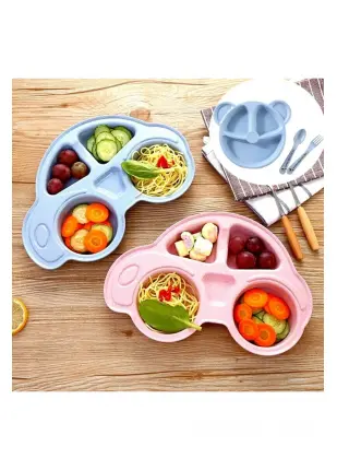 Bebekler İçin Araba Şeklinde Sevimli Mama Tabağı Çocuk Tabldot (4767) - CBT3607-6781