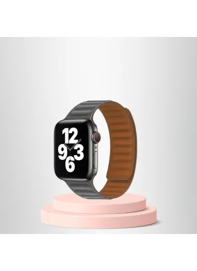 Apple Watch 42/44/45Mm Uyumlu İnce Dokuma Mıknatıslı Kordon Gri