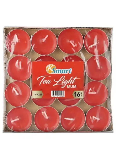 Tealight Mum Kırmızı Yuvarlak 30lu Paket