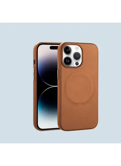 İphone 14 Pro Derix Pu Kapak Kahverengi