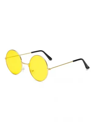 Yuvarlak Cam John Lennon Tarzı Hippi Gold Çerçeveli Sarı Gözlük - CBT1837-8356 Yuvarlak Cam John Lennon Tarzı Hippi Gold Çerçeveli Sarı Gözlük - CBT1837-8356