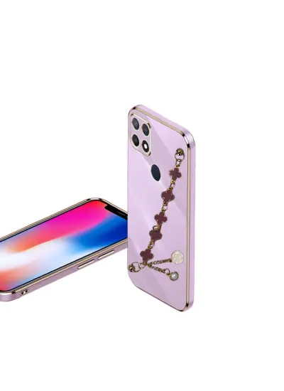 Oppo A15S Elçek Şanzelize Kılıf Lila