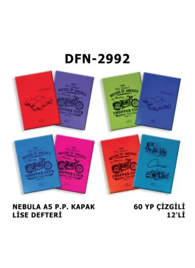 Defter A5 Plastik Kapak Çizgili 60 Yp 12li