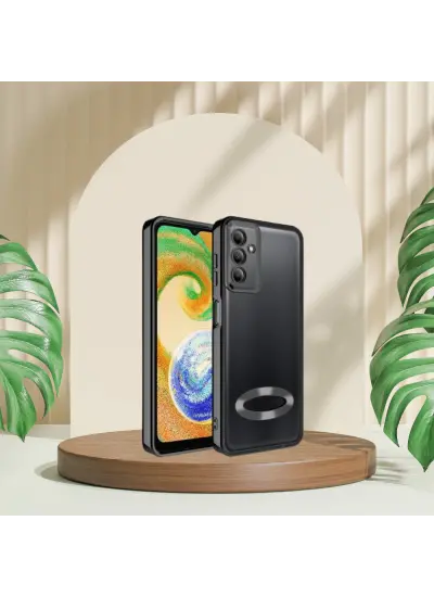 Samsung A24 Yanları Renkli Lens Korumalı Logo Gösteren Mega Kılıf Siyah