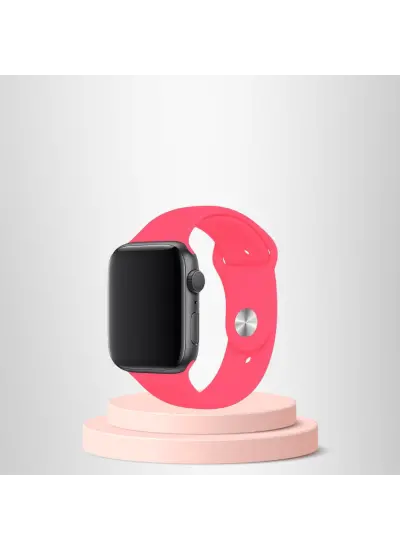 Apple Watch Ultra Silikon Kordon 42-44-45-49 Mm/L Uyumlu Fuşya