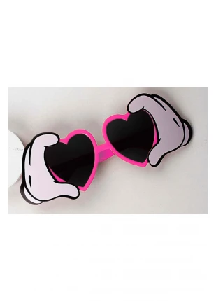 Pembe Renk Kalp Şekilli El Figürlü Parti Gözlüğü 21x8 cm (4767) - CBT5914-3159