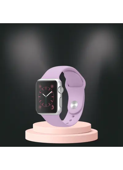 Apple Watch Ultra Silikon Kordon 42-44-45-49 Mm/L Uyumlu Açık Mor