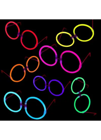 Glow Stick Parti Gözlüğü Glow Partisi Yuvarlak Şekilli Fosforlu Gözlük 6 Adet