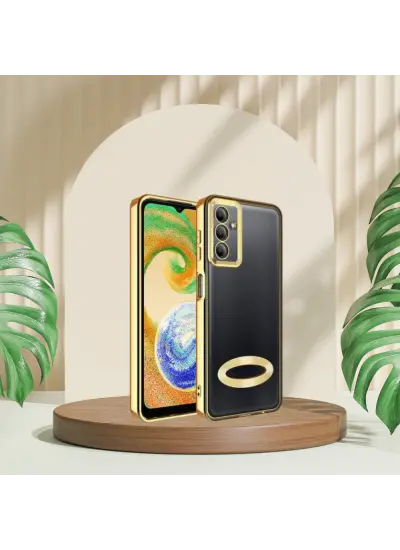 Samsung A54 Yanları Renkli Lens Korumalı Logo Gösteren Mega Kılıf Gold