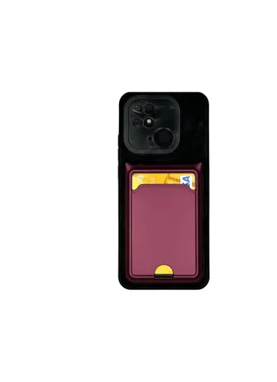 Xiaomi Redmi 9C Kartlıklı Silikon Kılıf Bordo