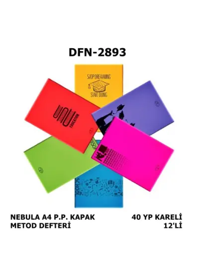 Defter A4 Plastik Kapak Kareli 40 yp 12li