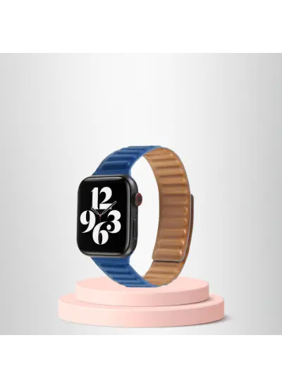 Apple Watch 42/44/45Mm Uyumlu İnce Dokuma Mıknatıslı Kordon Lacivert