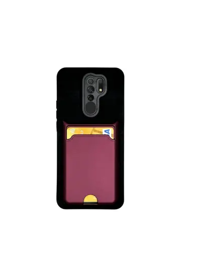 Xiaomi Redmi 9 Kartlıklı Silikon Kılıf Bordo