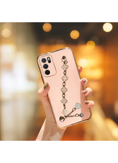 Oppo A16 Elçek Şanzelize Kılıf Rose Gold